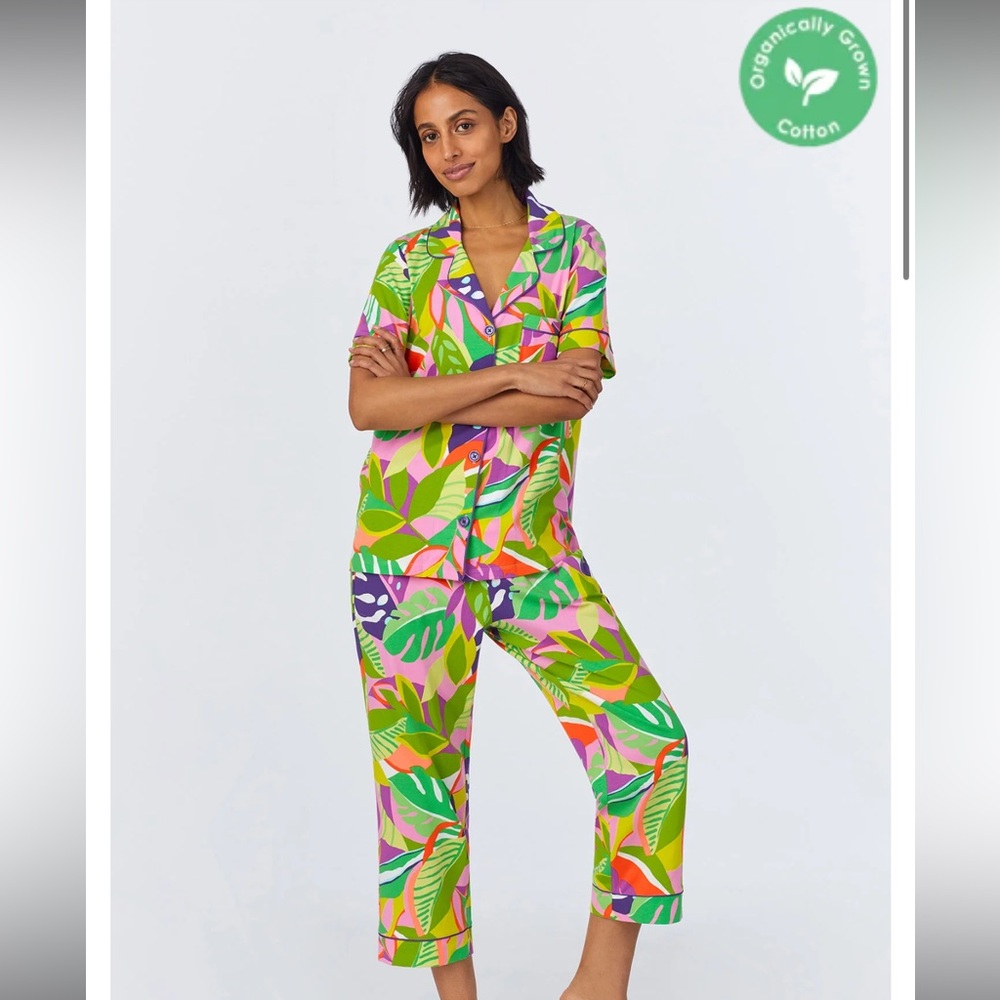 BEDHEAD X TRINA TURK SHORT SLEEVE CLASSIC CROPPED STRETCH JERSEY PJ SET - Picture 7 of 7